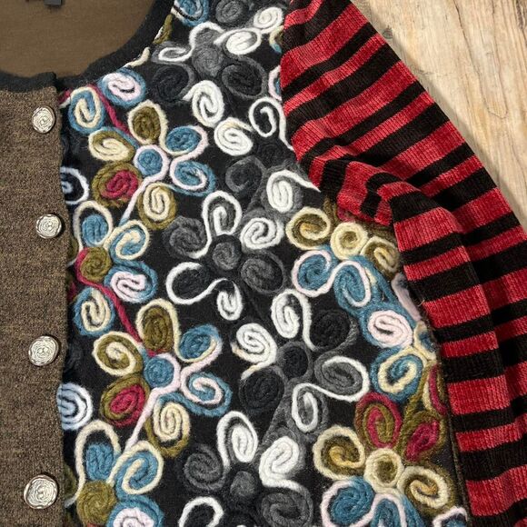 Sweater Vintage Felt Patchwork Women's XL - Picture 4 of 8